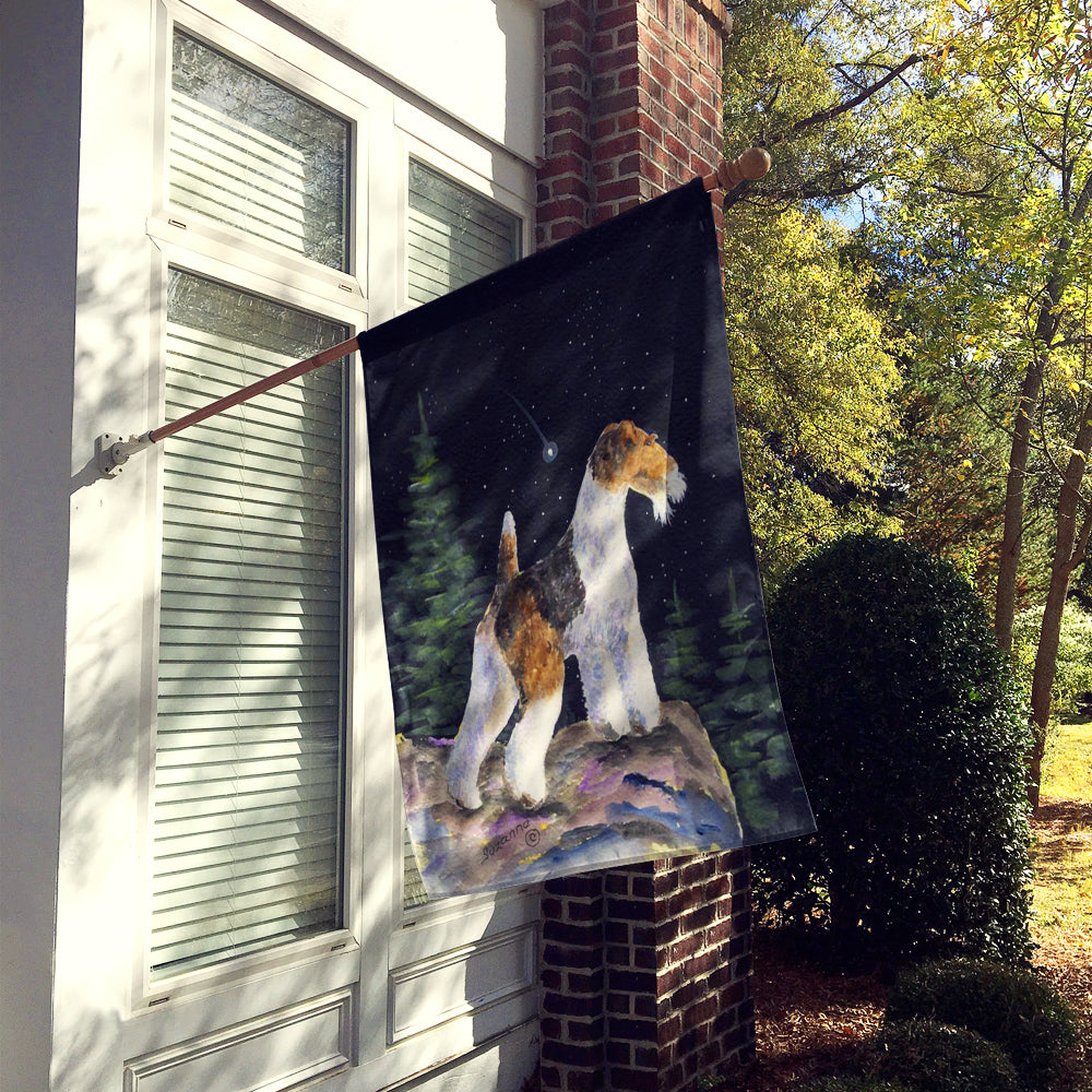 Starry Night Fox Terrier Flag Canvas House Size