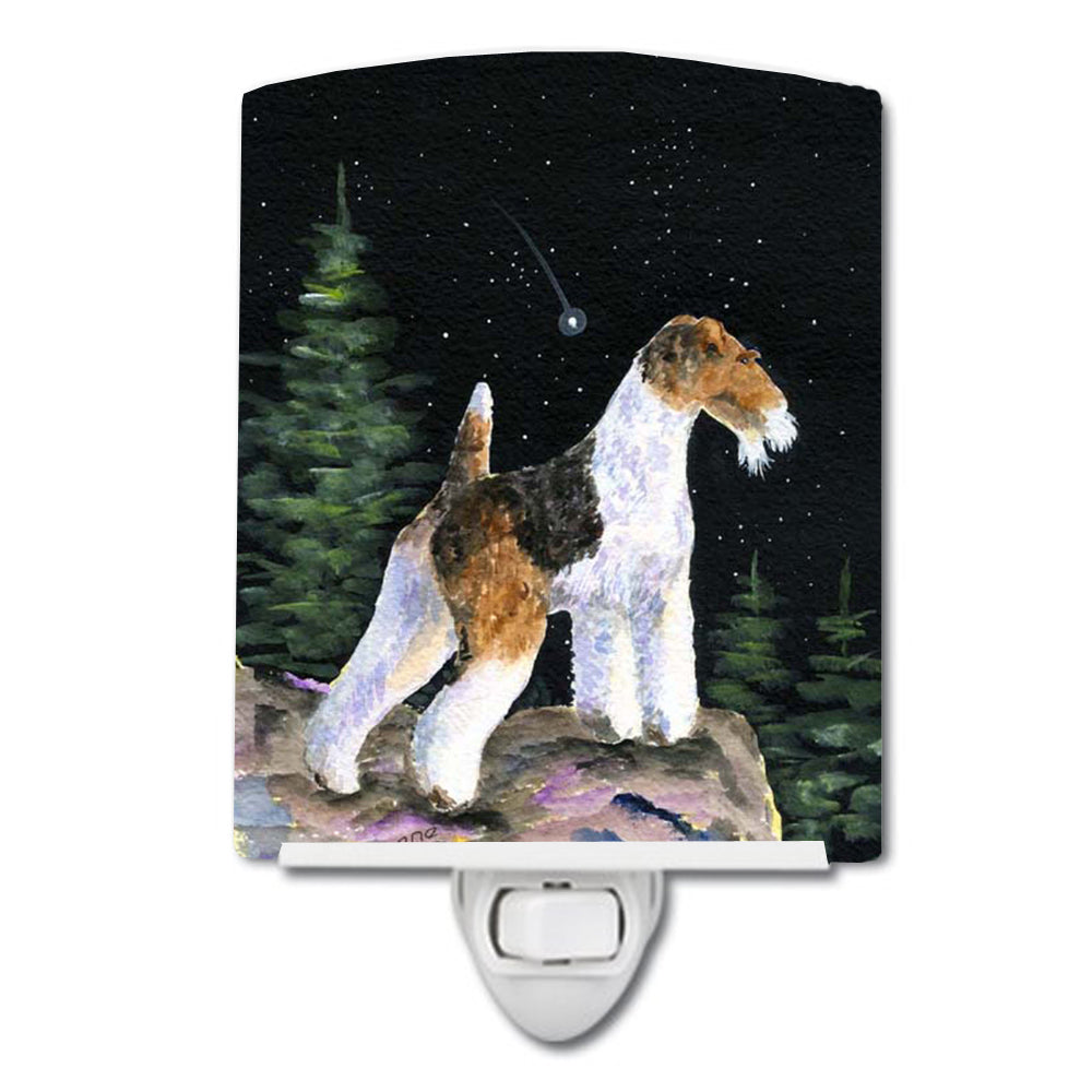 Starry Night Fox Terrier Ceramic Night Light SS8500CNL - the-store.com