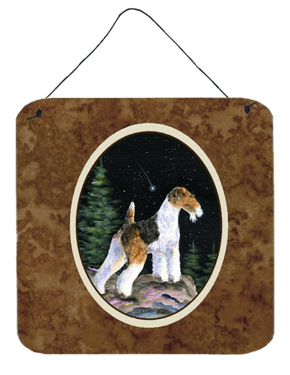 Starry Night Fox Terrier Aluminium Metal Wall or Door Hanging Prints by Caroline&#39;s Treasures