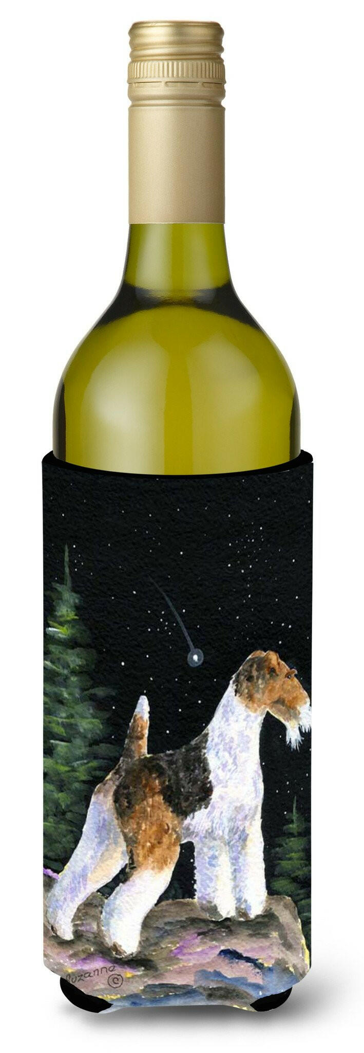 Starry Night Fox Terrier Wine Bottle Beverage Insulator Beverage Insulator Hugger by Caroline's Treasures
