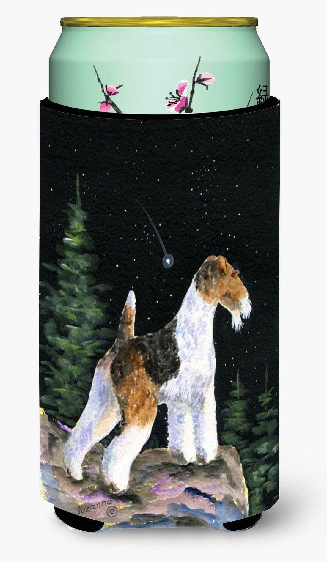 Starry Night Fox Terrier  Tall Boy Beverage Insulator Beverage Insulator Hugger by Caroline&#39;s Treasures