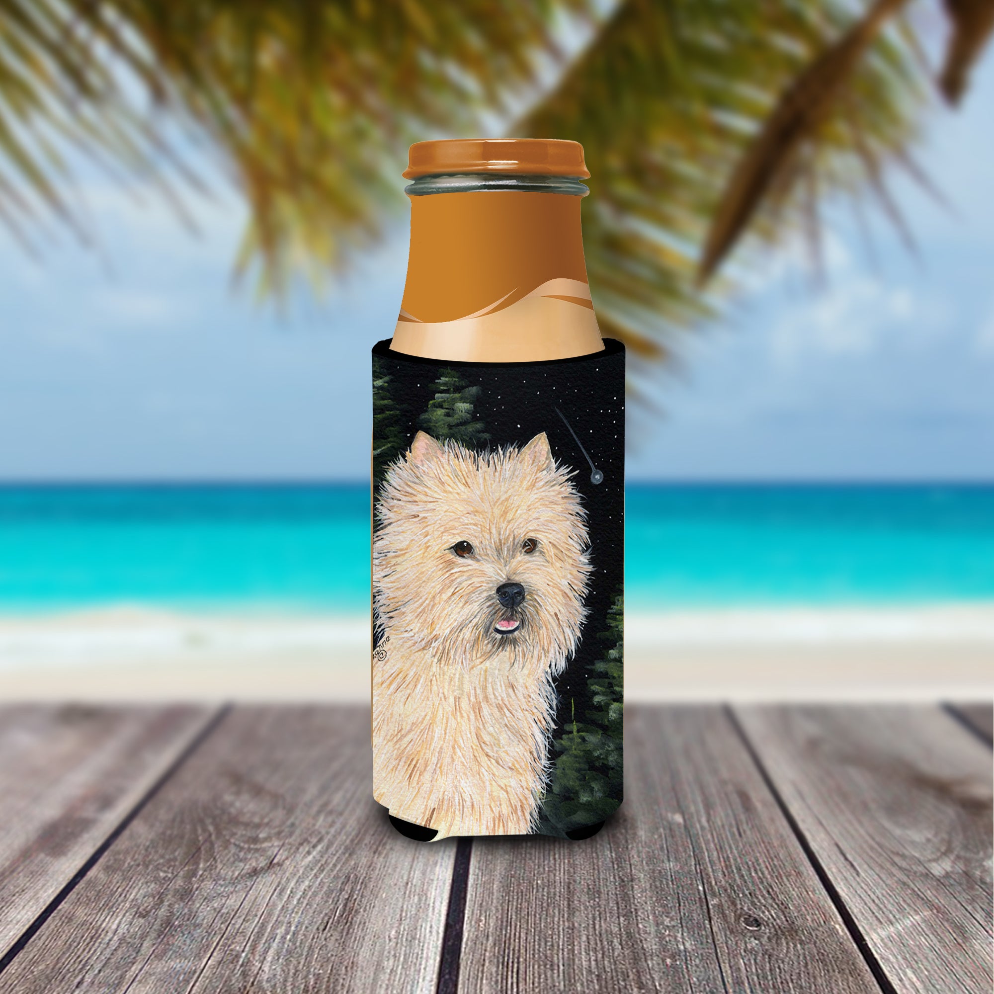 Starry Night Cairn Terrier Ultra Beverage Insulators for slim cans SS8502MUK.