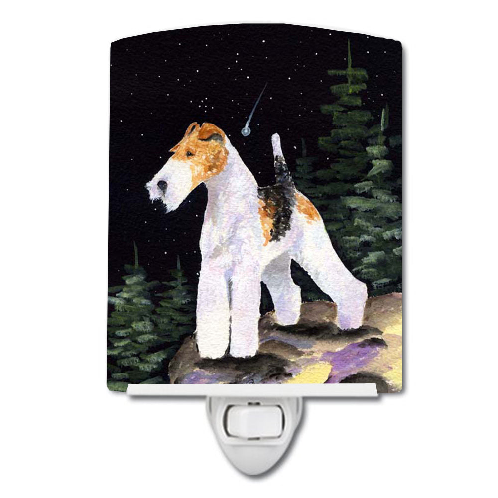 Starry Night Fox Terrier Ceramic Night Light SS8503CNL - the-store.com