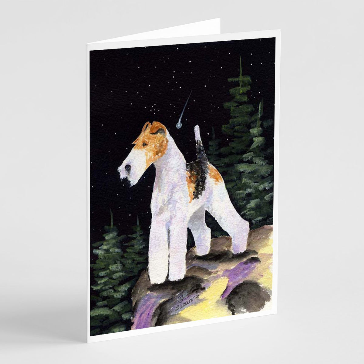 Buy this Starry Night Fox Terrier Greeting Cards and Envelopes Pack of 8
