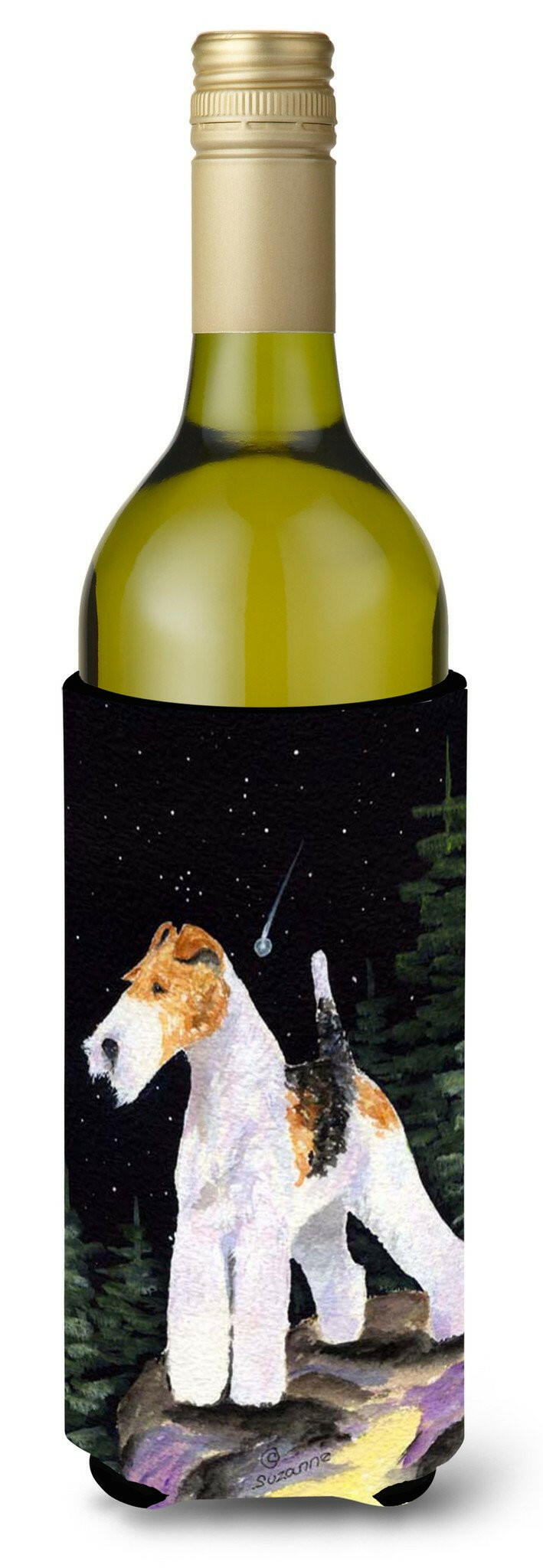 Starry Night Fox Terrier Wine Bottle Beverage Insulator Beverage Insulator Hugger SS8503LITERK by Caroline&#39;s Treasures