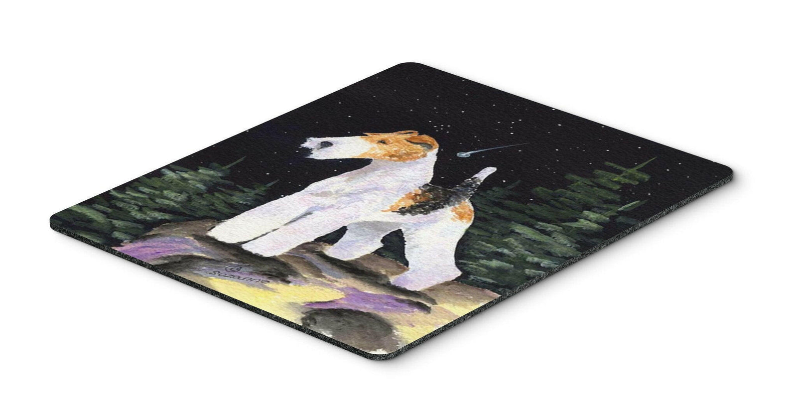 Starry Night Fox Terrier Mouse Pad / Hot Pad / Trivet by Caroline's Treasures