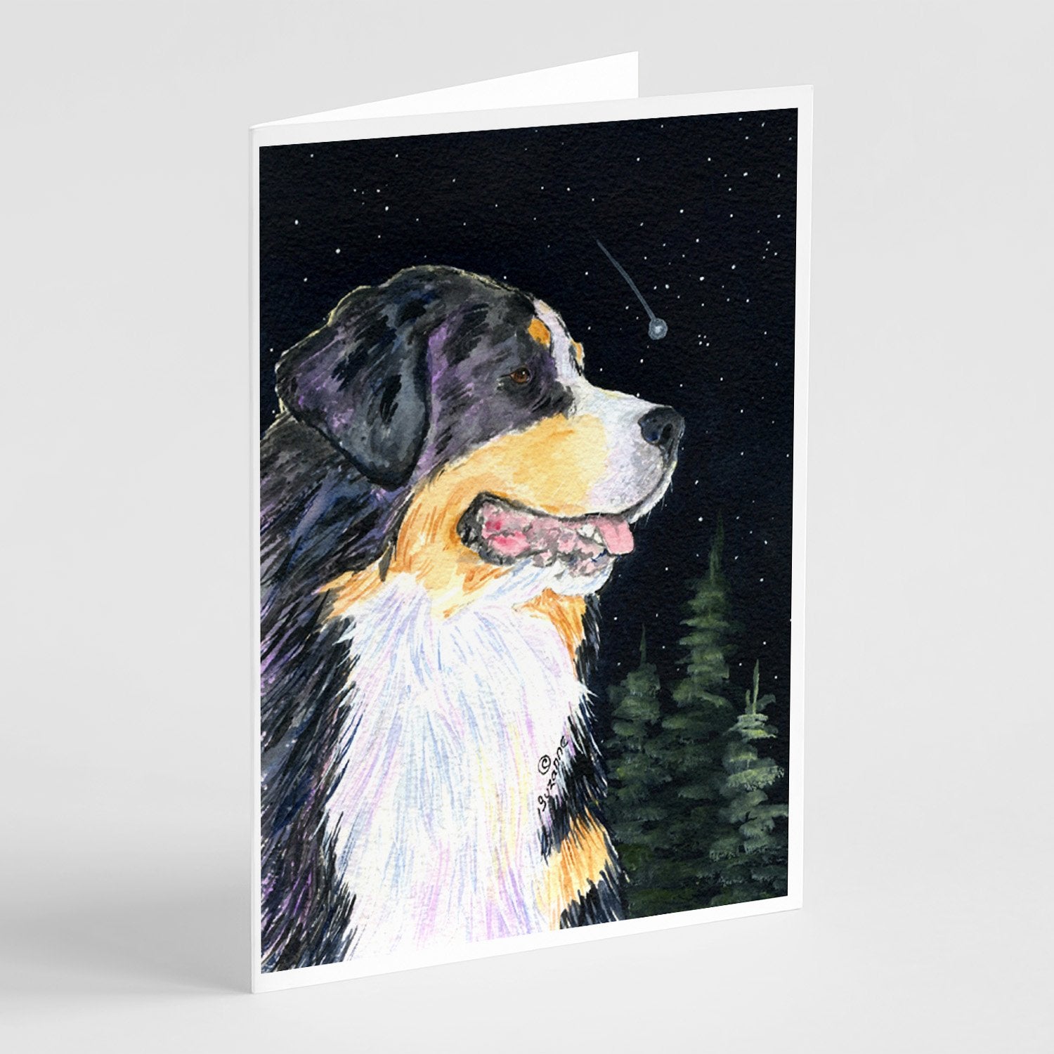Buy this Starry Night Bernese Mountain Dog Greeting Cards and Envelopes Pack of 8