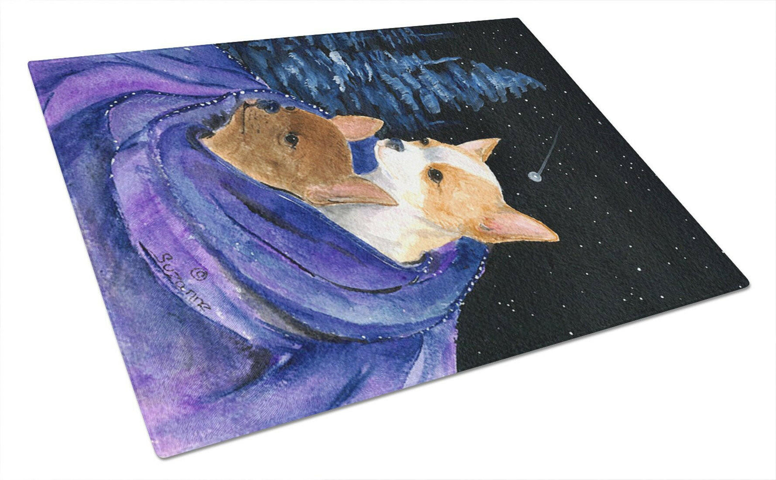 Starry Night Chihuahua Glass Cutting Board Large by Caroline's Treasures