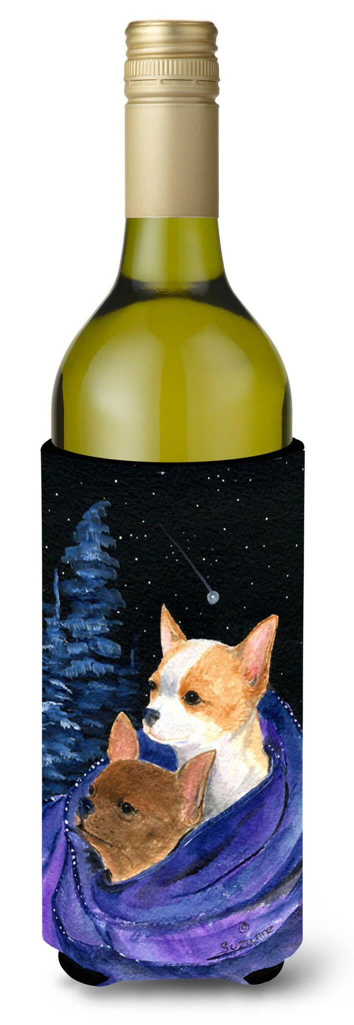 Starry Night Chihuahua Wine Bottle Beverage Insulator Beverage Insulator Hugger SS8513LITERK by Caroline's Treasures