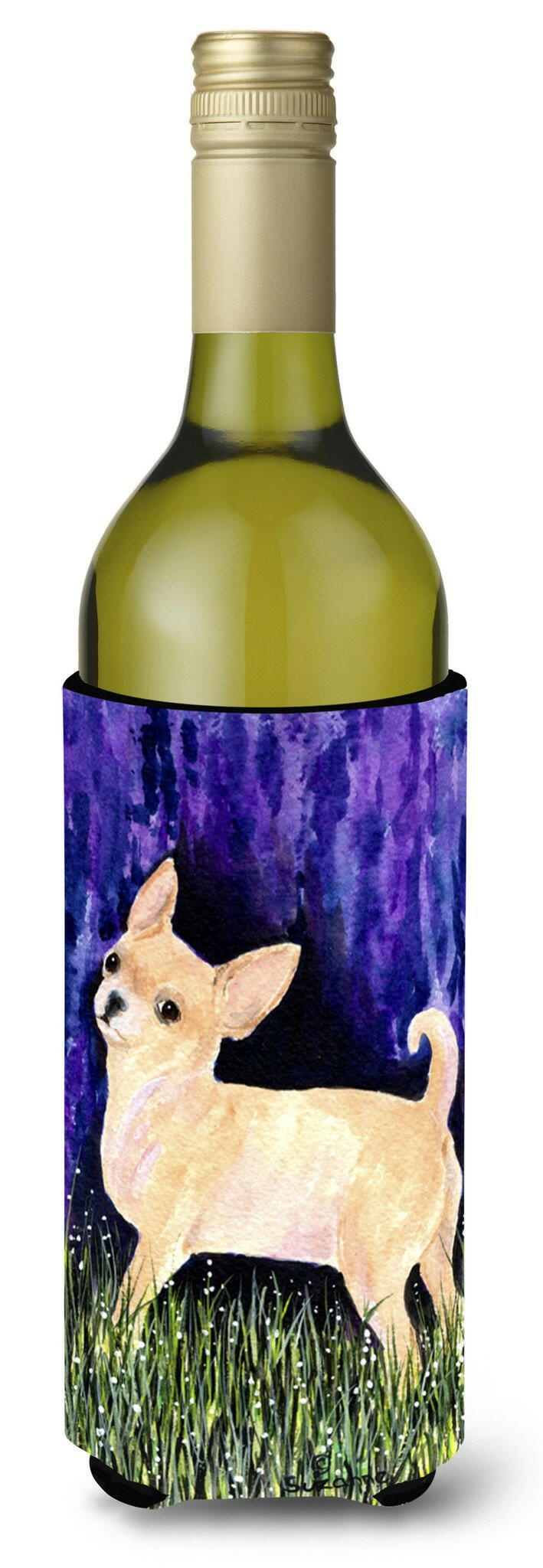 Starry Night Chihuahua Wine Bottle Beverage Insulator Beverage Insulator Hugger SS8514LITERK by Caroline&#39;s Treasures