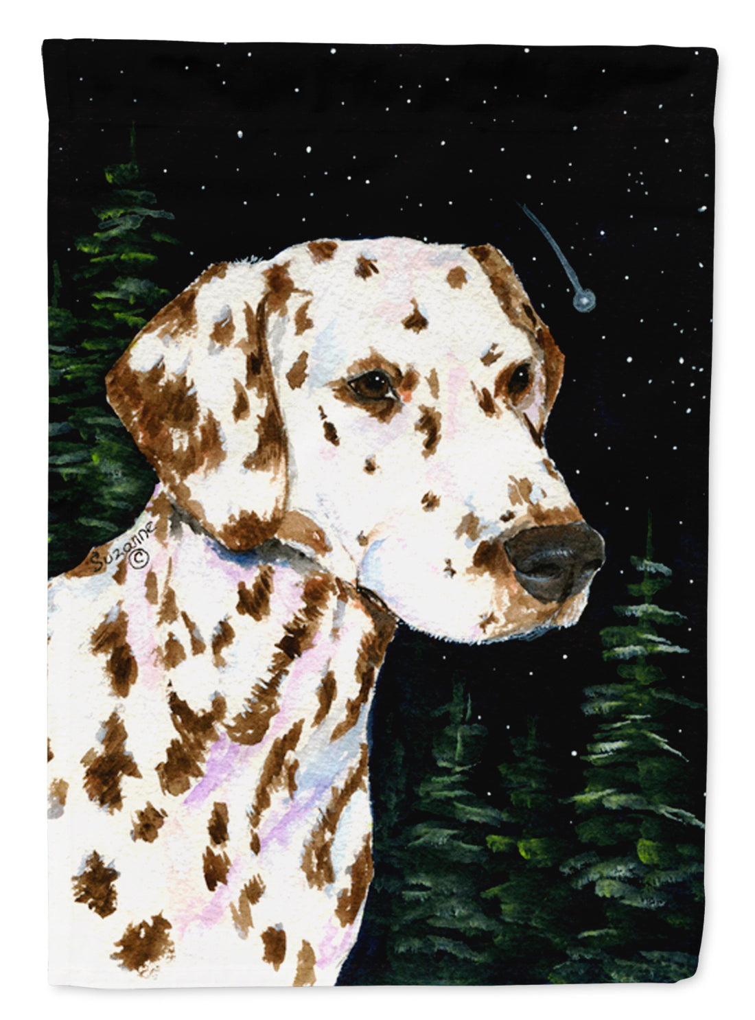Starry Night Dalmatian Flag Canvas House Size