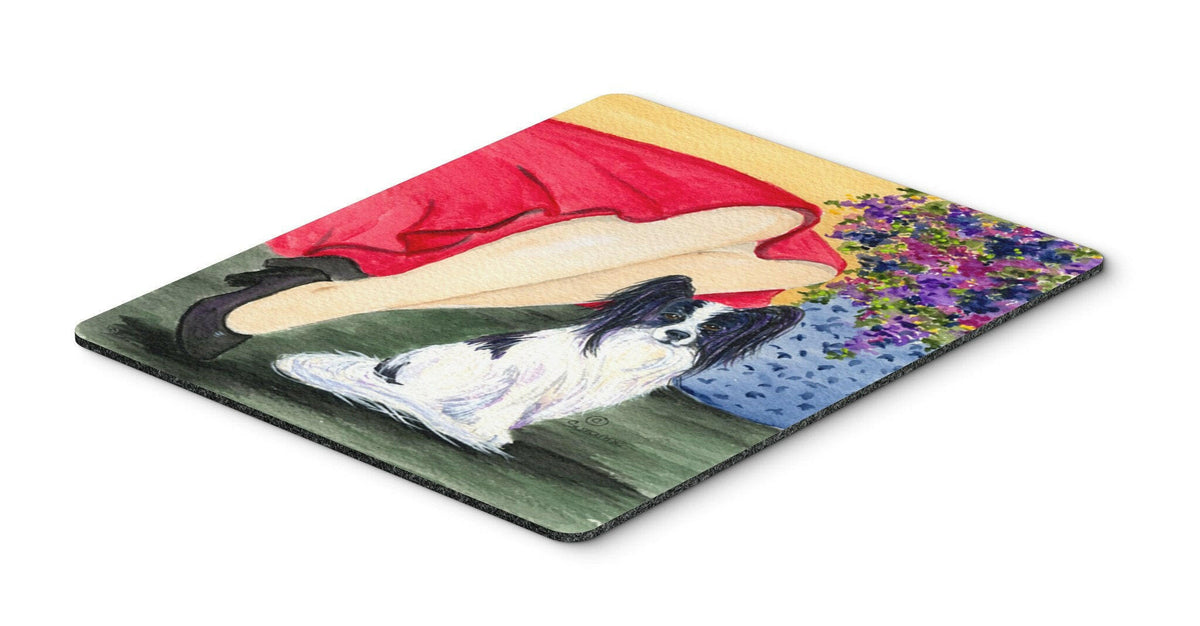 Lady with her Papillon Mouse Pad, Hot Pad or Trivet by Caroline&#39;s Treasures
