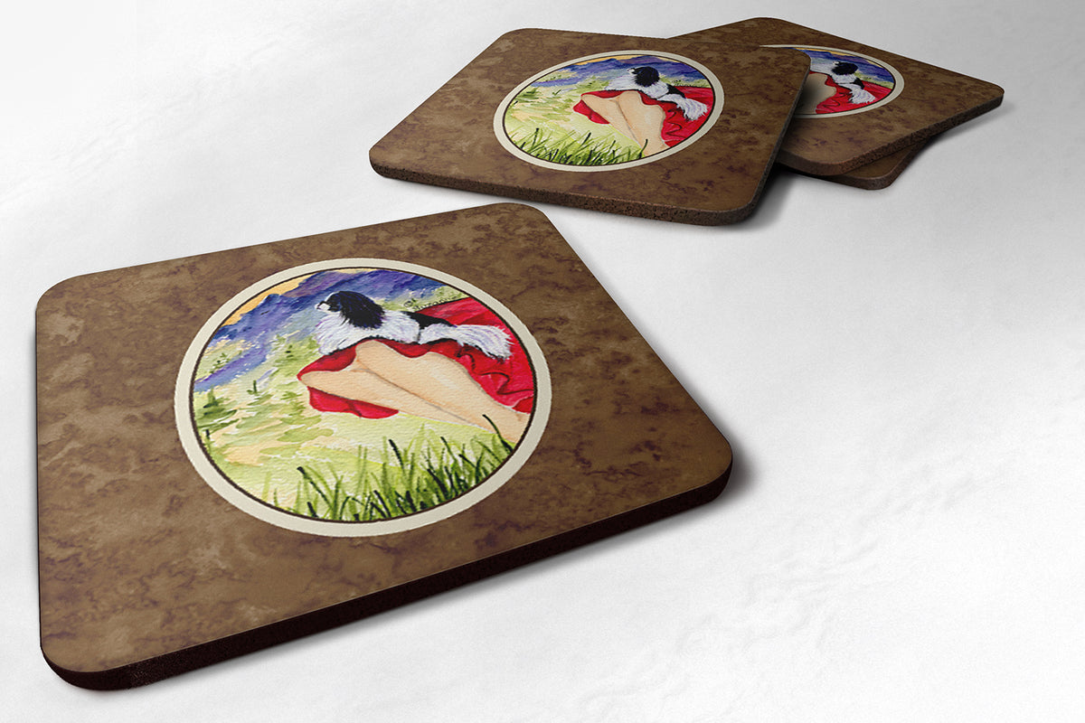 Lady with her Japanese Chin Foam Coasters Set of 4 - the-store.com
