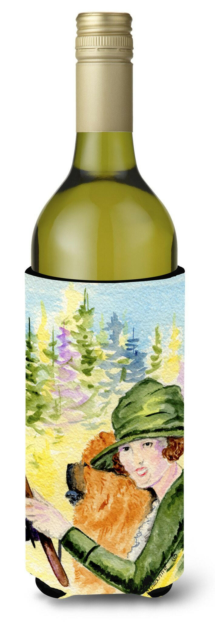 Lady driving with her Chow Chow Wine Bottle Beverage Insulator Beverage Insulator Hugger by Caroline&#39;s Treasures