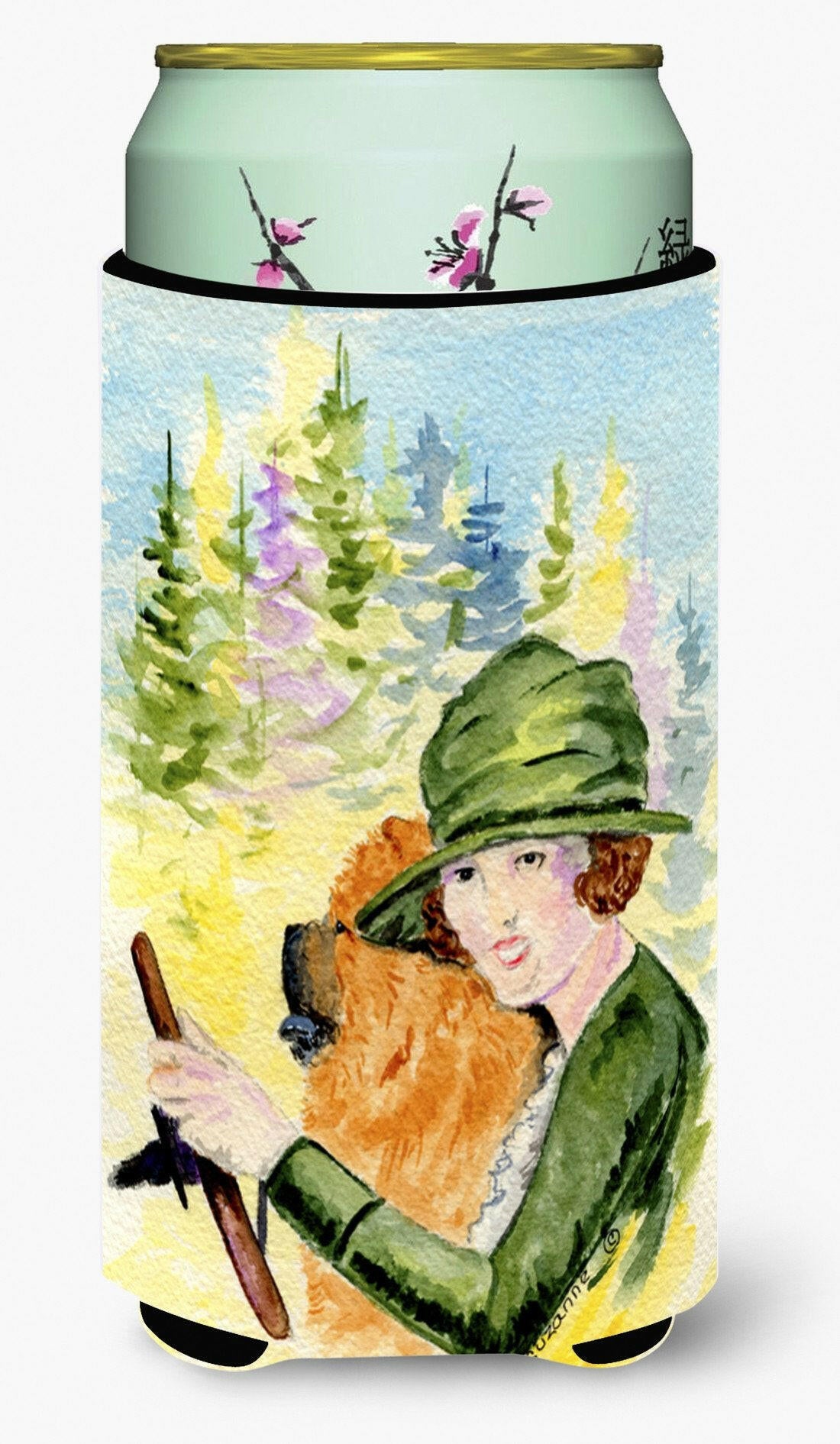 Lady driving with her Chow Chow  Tall Boy Beverage Insulator Beverage Insulator Hugger by Caroline's Treasures
