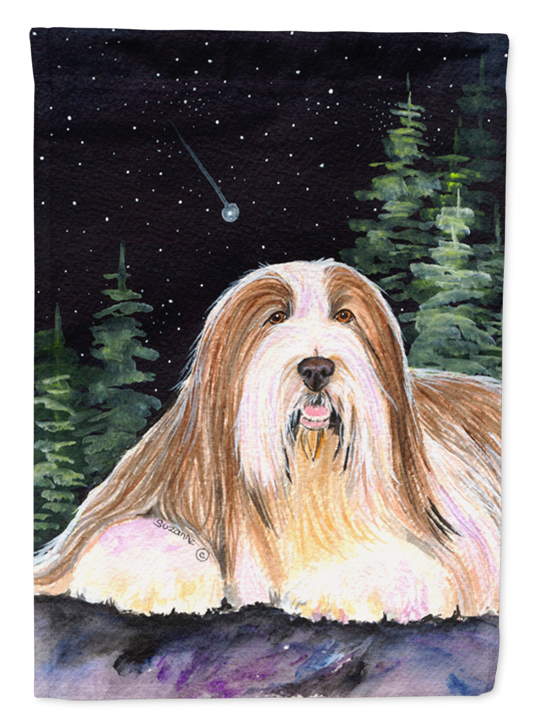Starry Night Bearded Collie Flag Canvas House Size