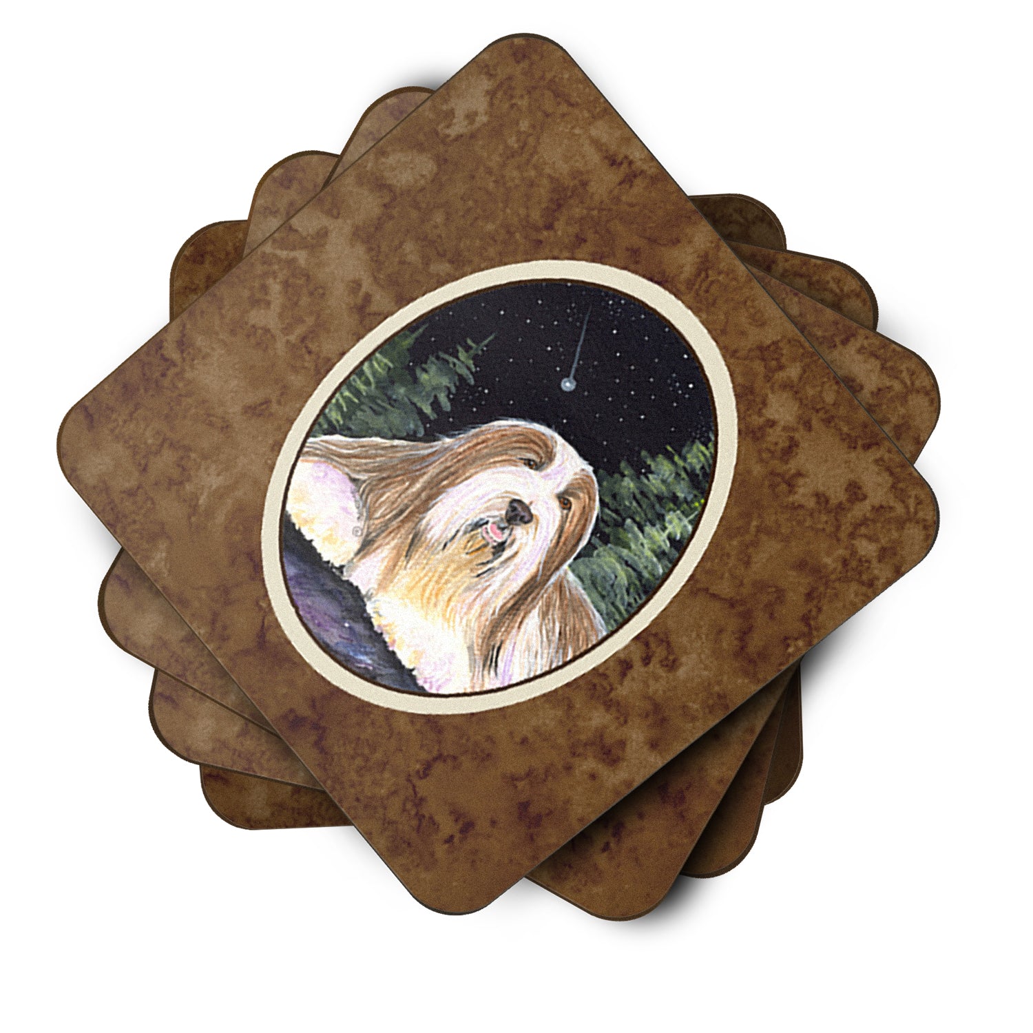 Starry Night Bearded Collie Foam Coasters Set of 4 - the-store.com