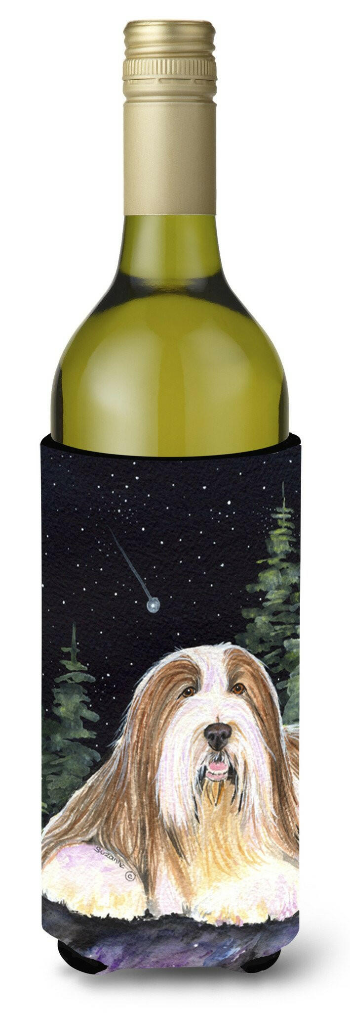 Starry Night Bearded Collie Wine Bottle Beverage Insulator Beverage Insulator Hugger SS8529LITERK by Caroline&#39;s Treasures
