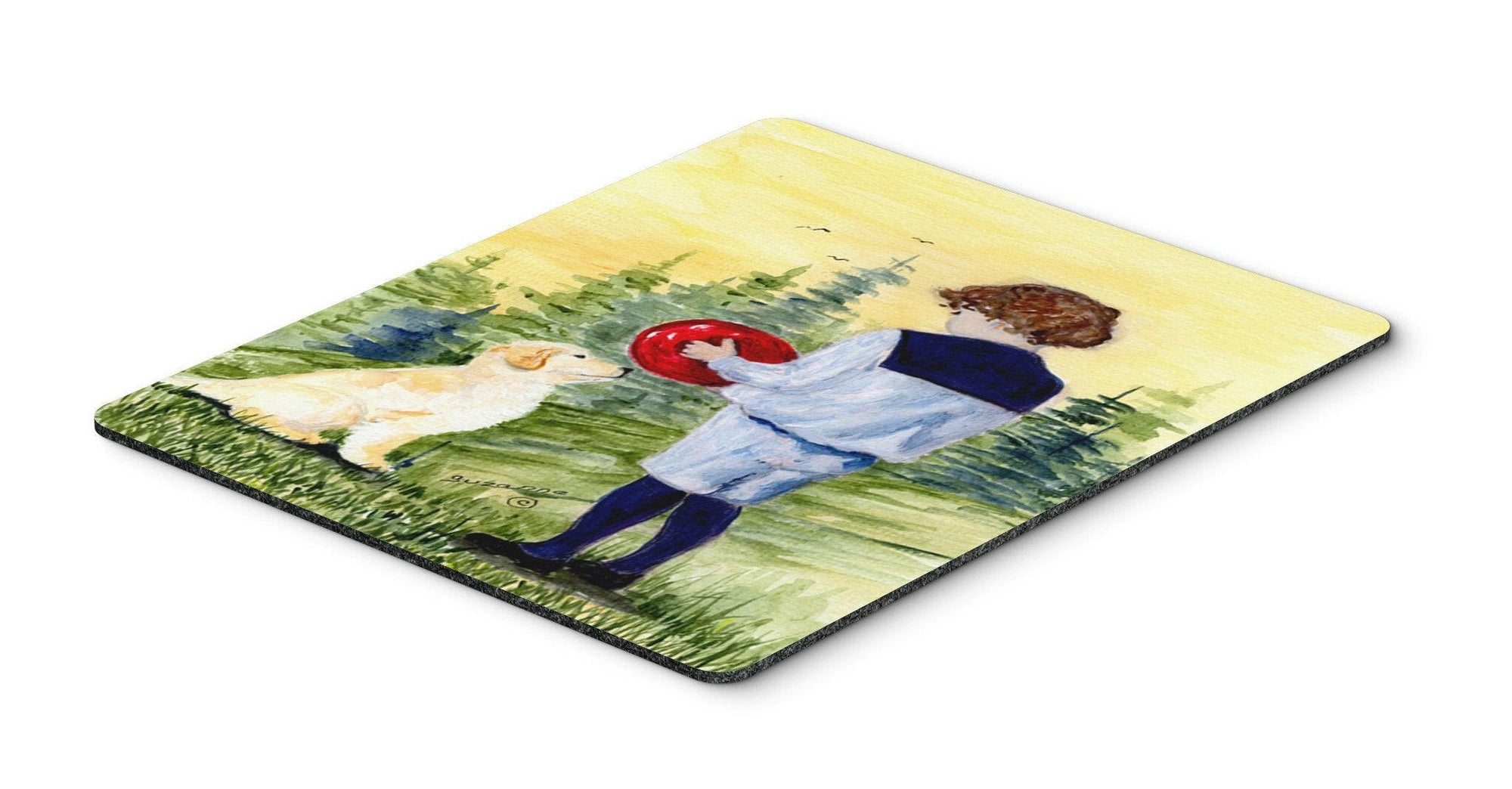 Little Boy with his Golden Retriever Mouse Pad, Hot Pad or Trivet by Caroline's Treasures