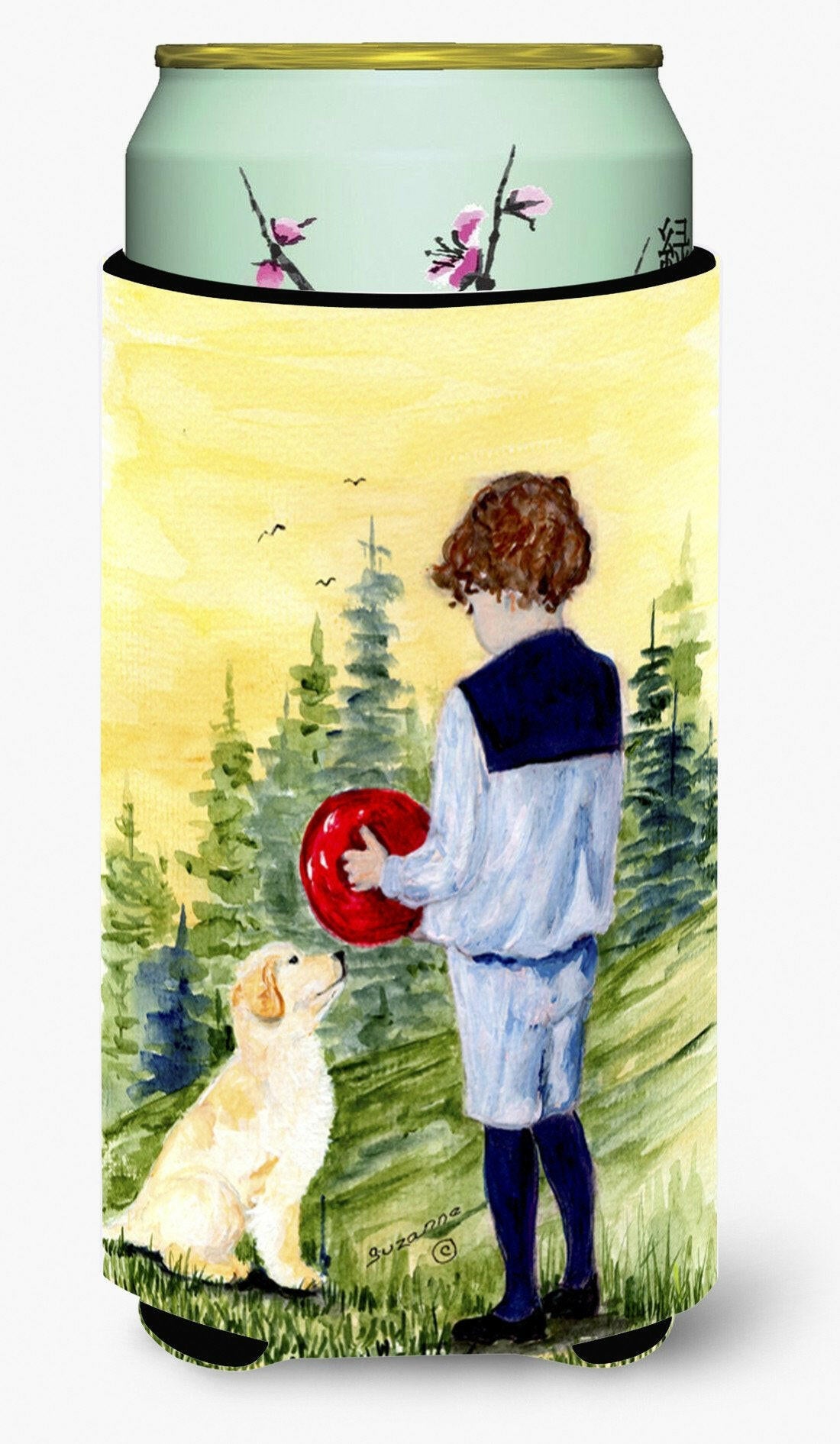 Little Boy with his Golden Retriever  Tall Boy Beverage Insulator Beverage Insulator Hugger by Caroline&#39;s Treasures