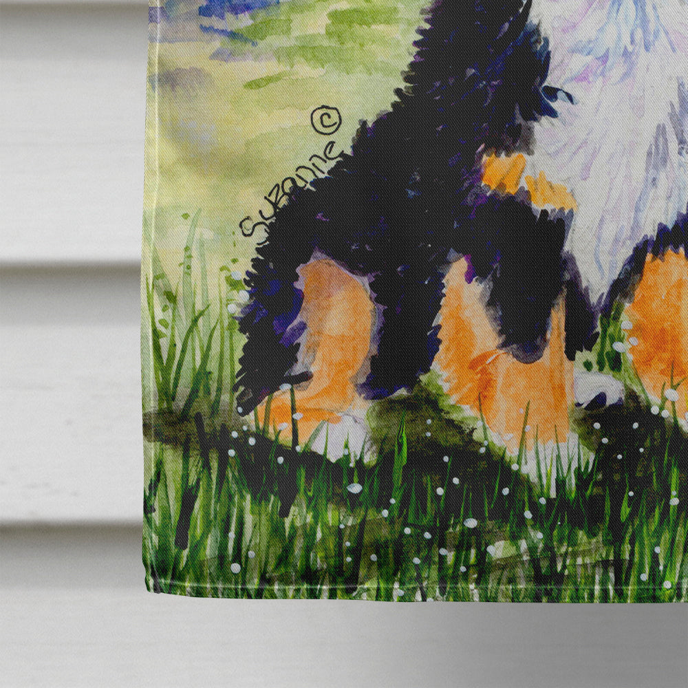 Little Girl with her Bernese Mountain Dog Flag Canvas House Size