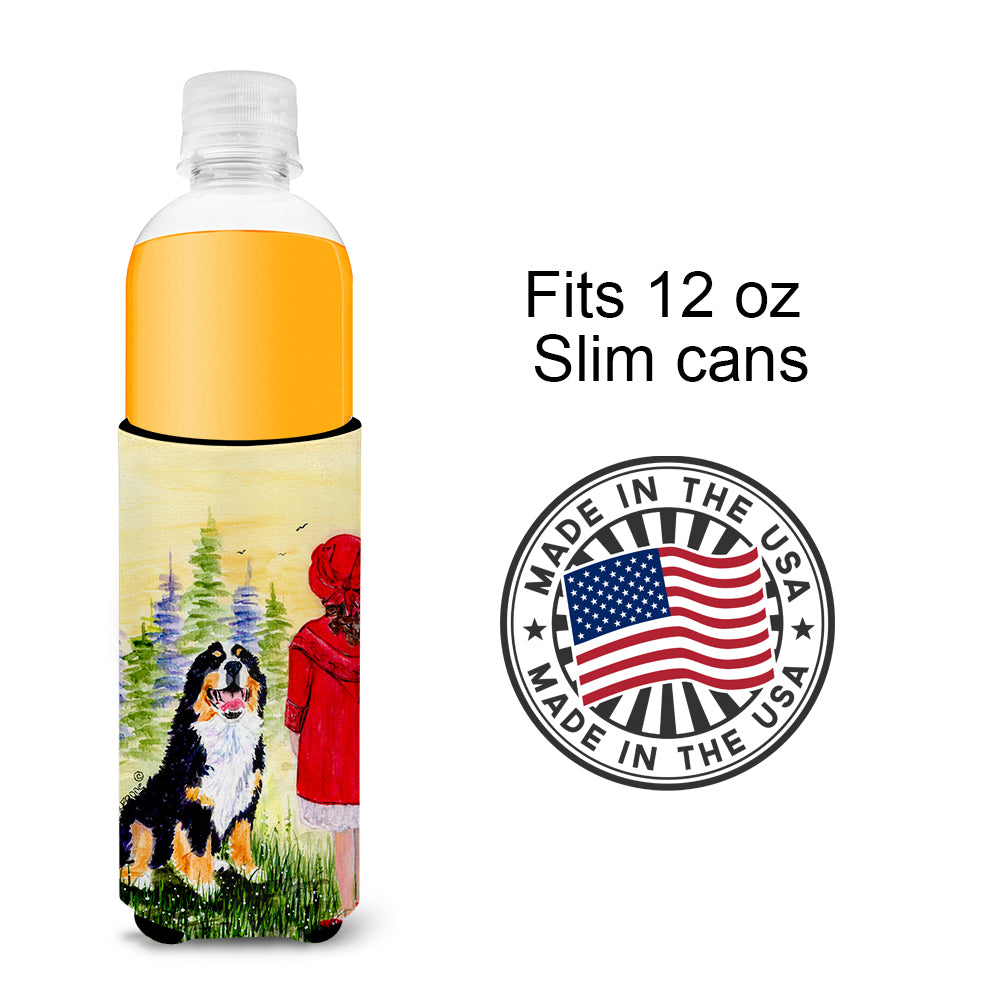 Little Girl with her Bernese Mountain Dog Ultra Beverage Insulators for slim cans SS8531MUK.