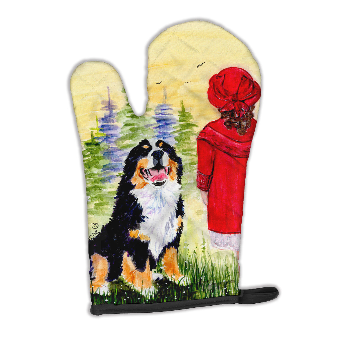 Little Girl with her Bernese Mountain Dog Oven Mitt SS8531OVMT  the-store.com.