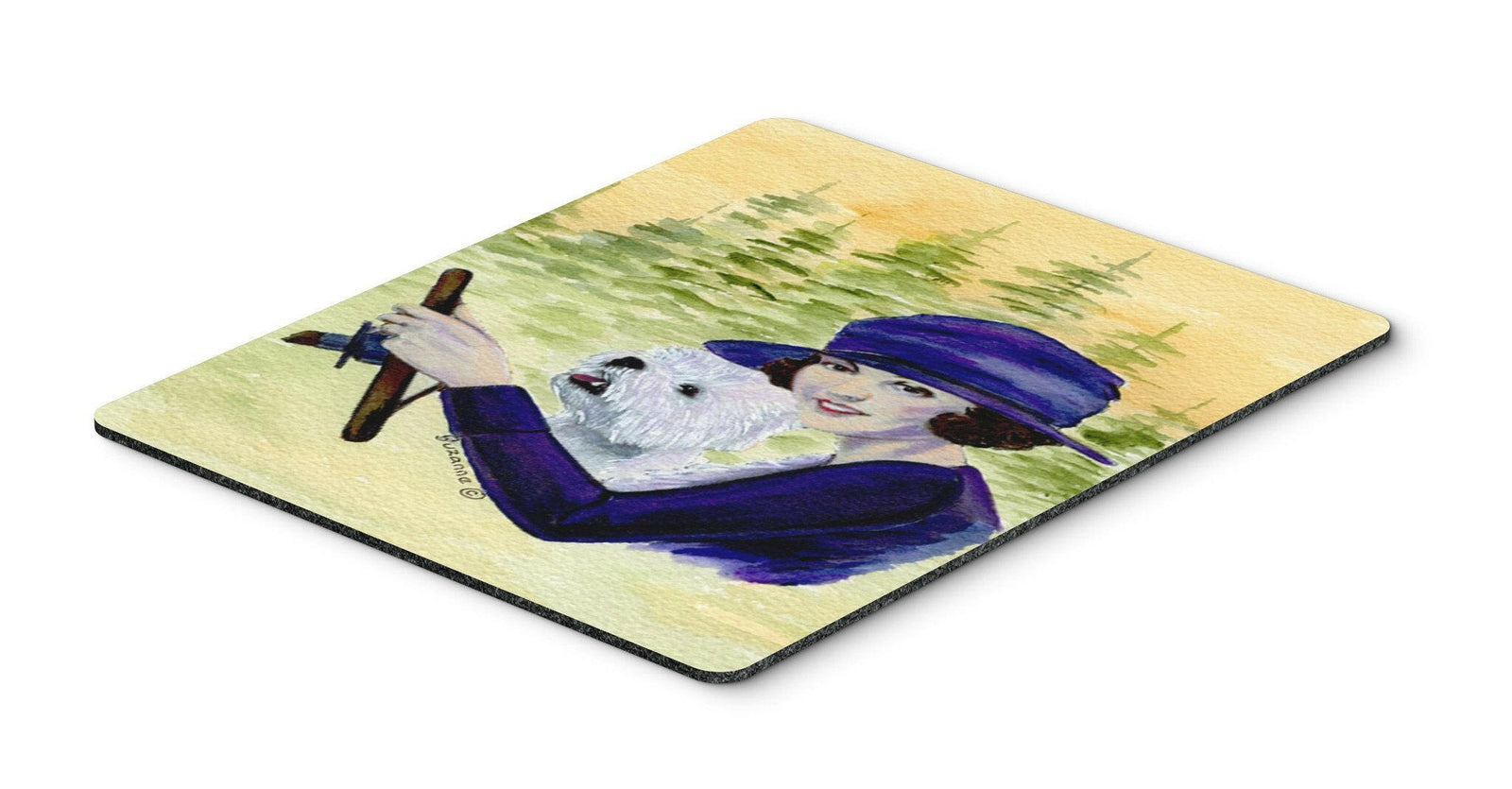 Woman driving with her Westie Mouse Pad, Hot Pad or Trivet by Caroline's Treasures
