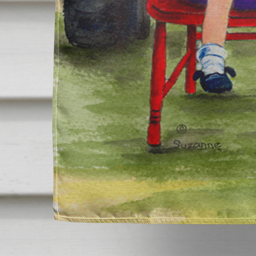 Little Girl with her Bichon Frise Flag Canvas House Size