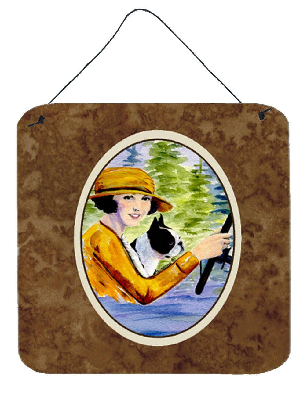 Woman driving with her Boston Terrier Wall or Door Hanging Prints by Caroline&#39;s Treasures