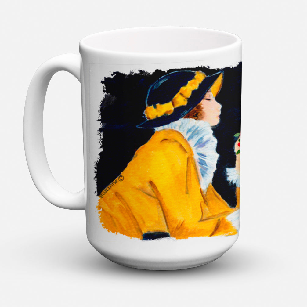 Lady with her Maltese Dishwasher Safe Microwavable Ceramic Coffee Mug 15 ounce SS8537CM15  the-store.com.