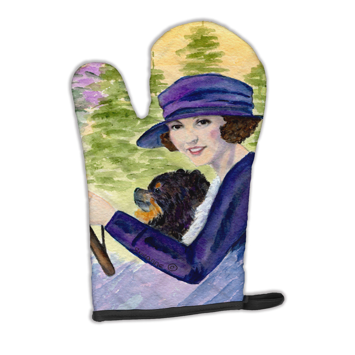 Lady driving with her Pomeranian Oven Mitt SS8538OVMT  the-store.com.