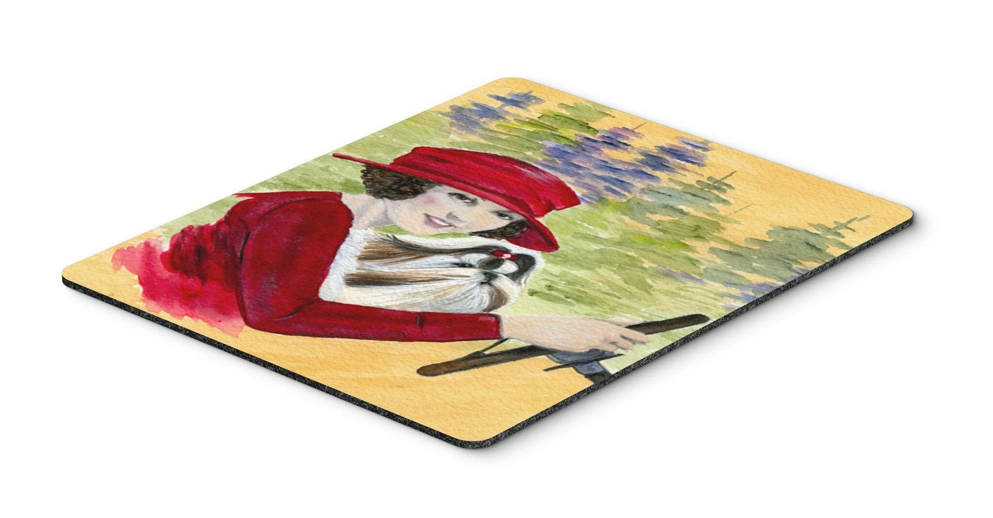 Lady driving with her Shih Tzu Mouse Pad, Hot Pad or Trivet by Caroline's Treasures