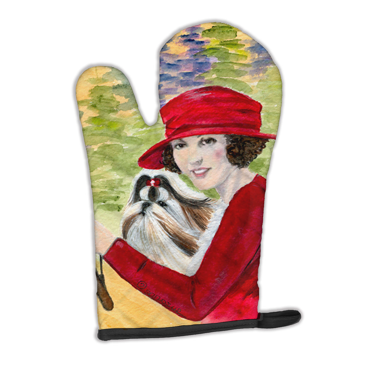Lady driving with her Shih Tzu Oven Mitt SS8539OVMT  the-store.com.