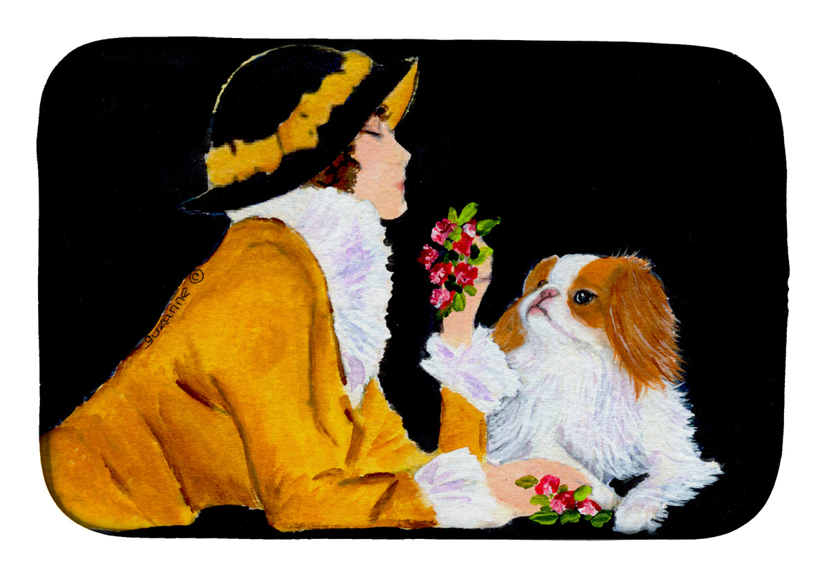Lady with her Japanese Chin Dish Drying Mat SS8540DDM