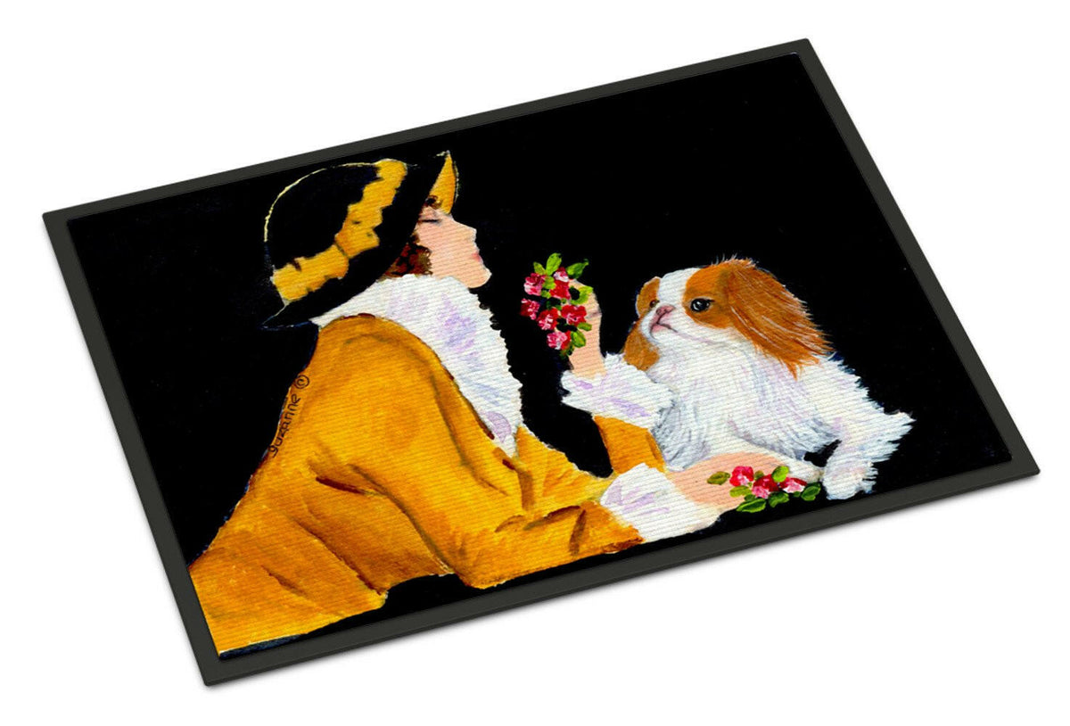 Lady with her Japanese Chin Indoor or Outdoor Mat 24x36 Doormat - the-store.com