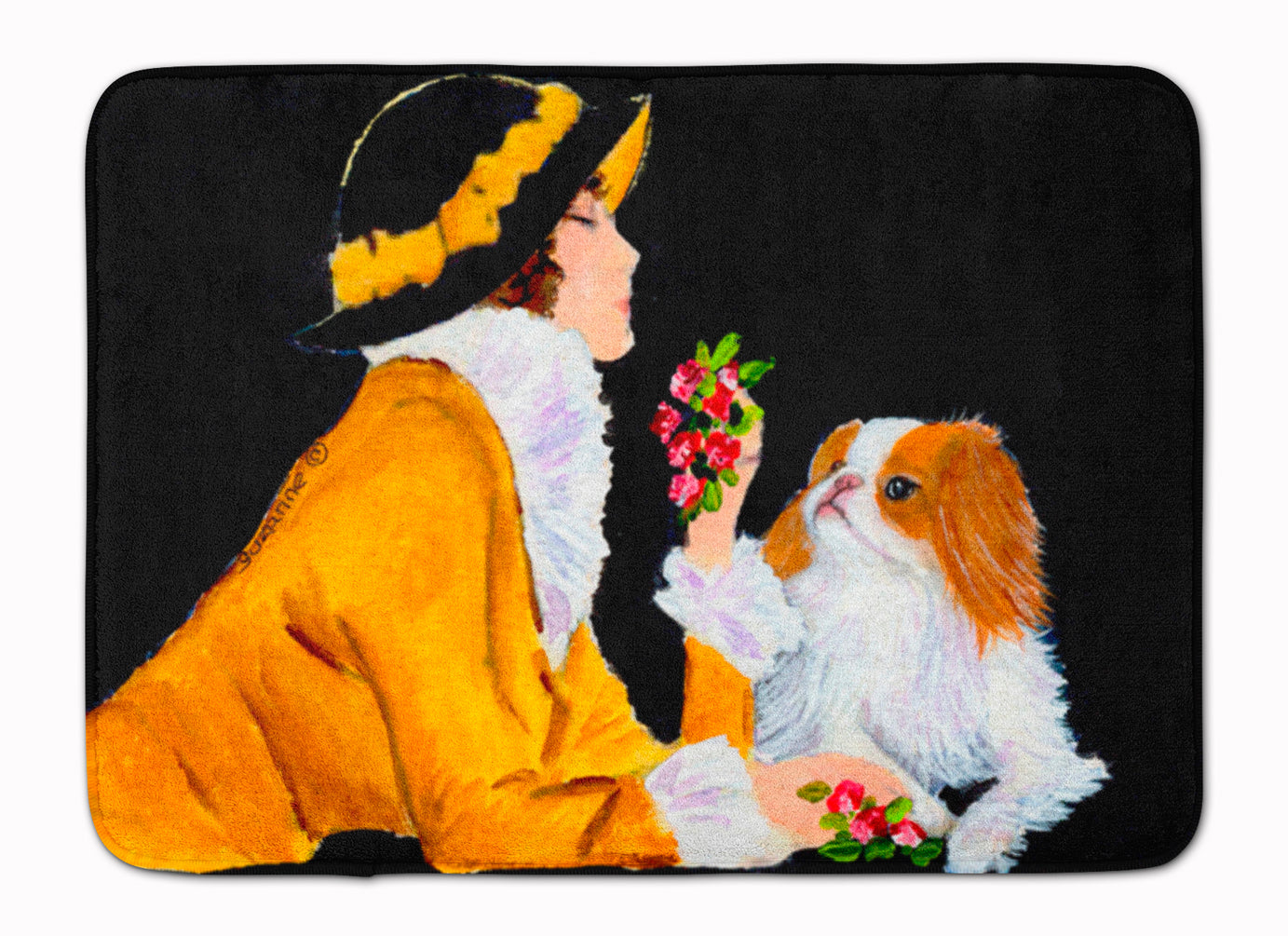 Lady with her Japanese Chin Machine Washable Memory Foam Mat SS8540RUG - the-store.com