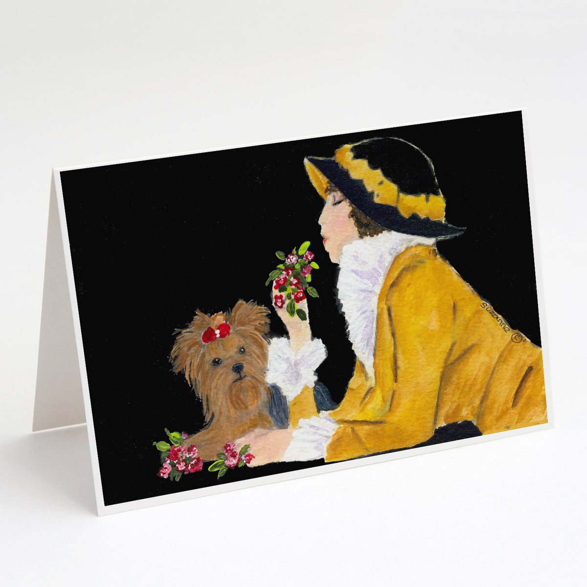 Buy this Lady with her Yorkie Greeting Cards and Envelopes Pack of 8