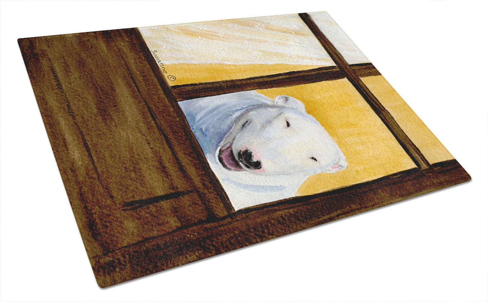 Bull Terrier Glass Cutting Board Large by Caroline's Treasures