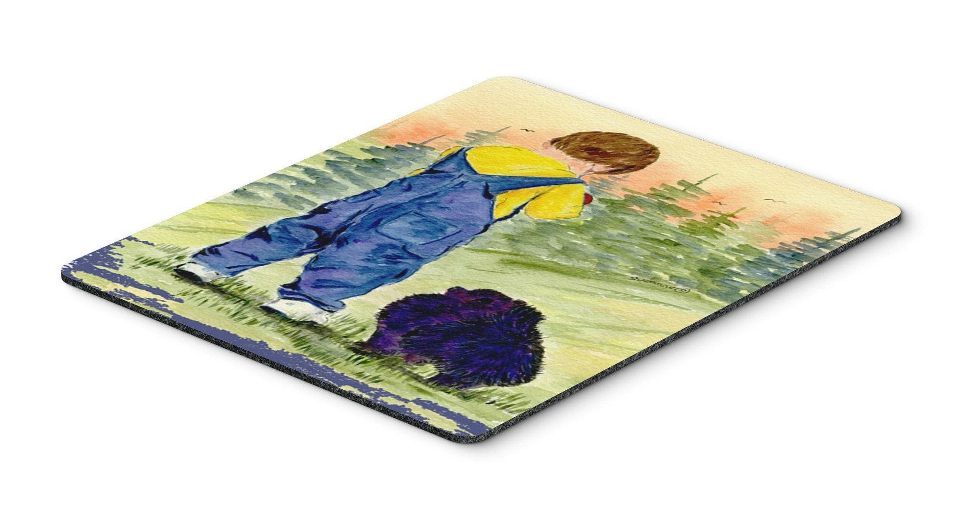 Little Boy with his  Pomeranian Mouse Pad, Hot Pad or Trivet by Caroline's Treasures