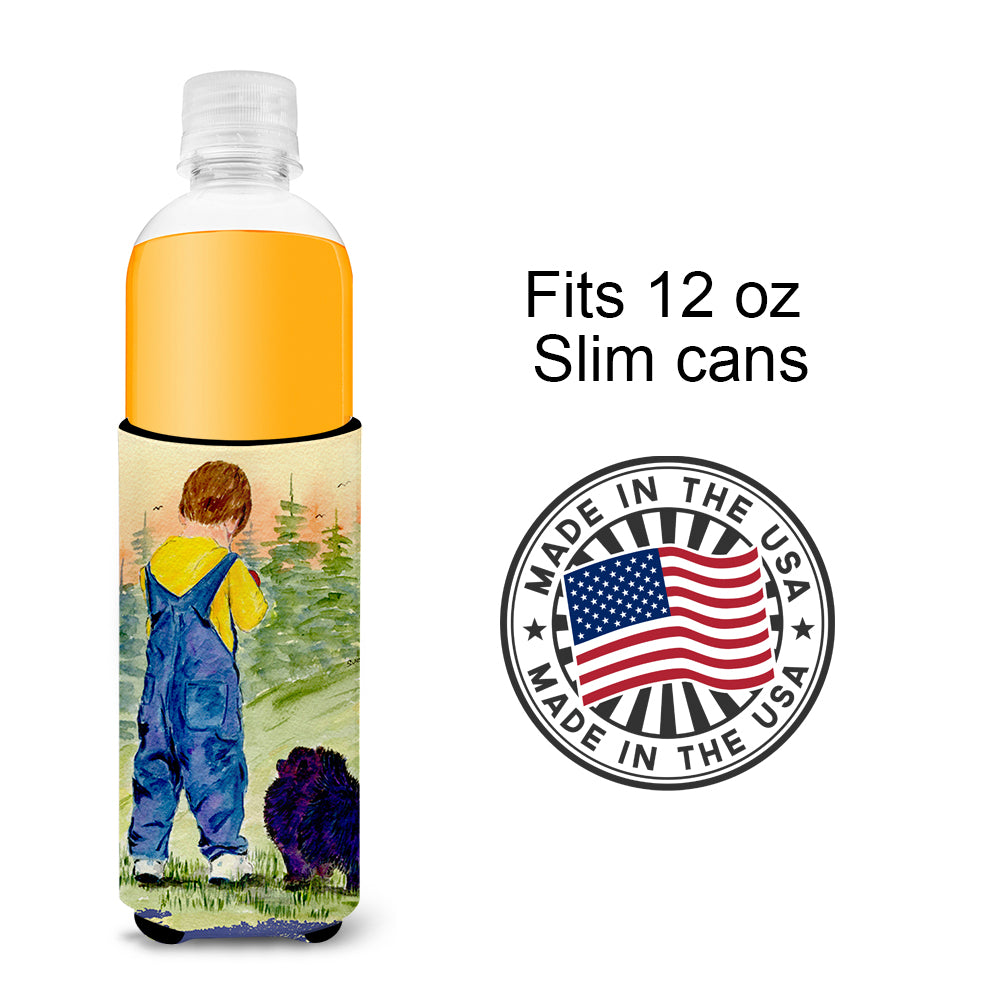 Little Boy with his  Pomeranian Ultra Beverage Insulators for slim cans SS8544MUK.
