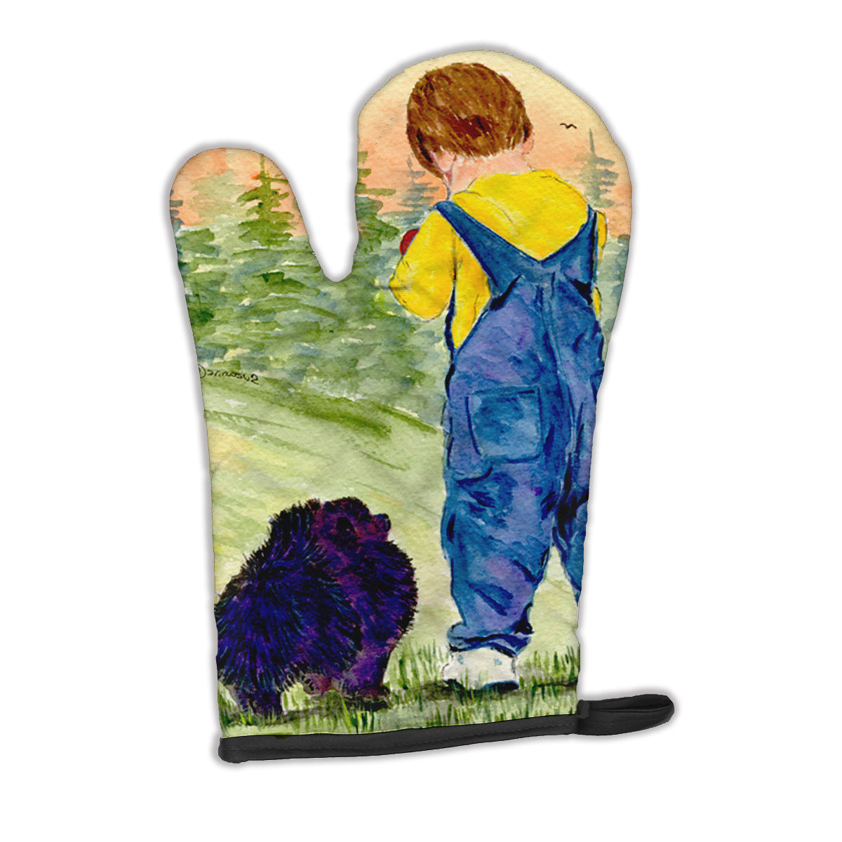 Little Boy with his  Pomeranian Oven Mitt SS8544OVMT  the-store.com.