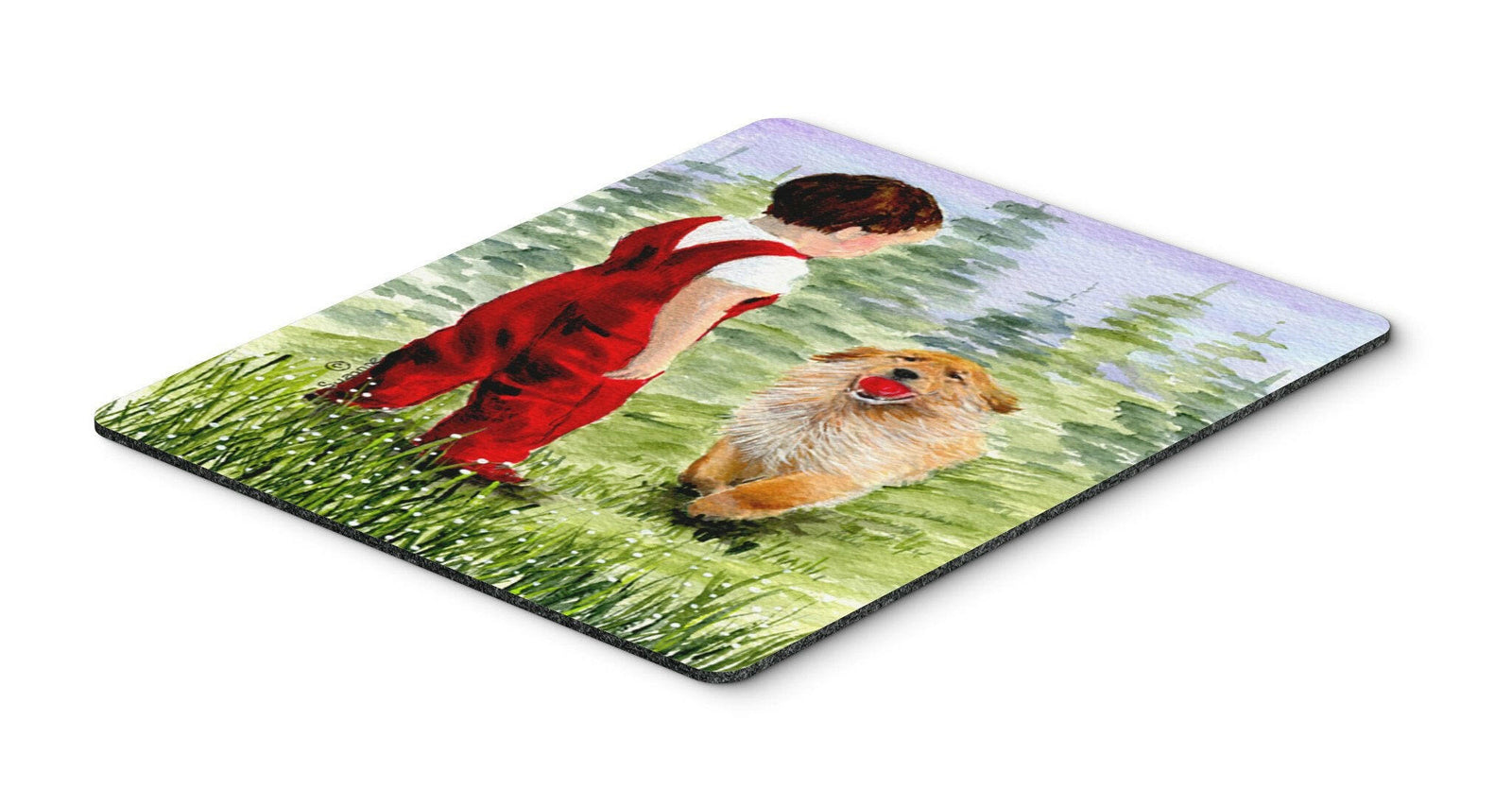 Little Boy with his  Golden Retriever Mouse Pad, Hot Pad or Trivet by Caroline's Treasures