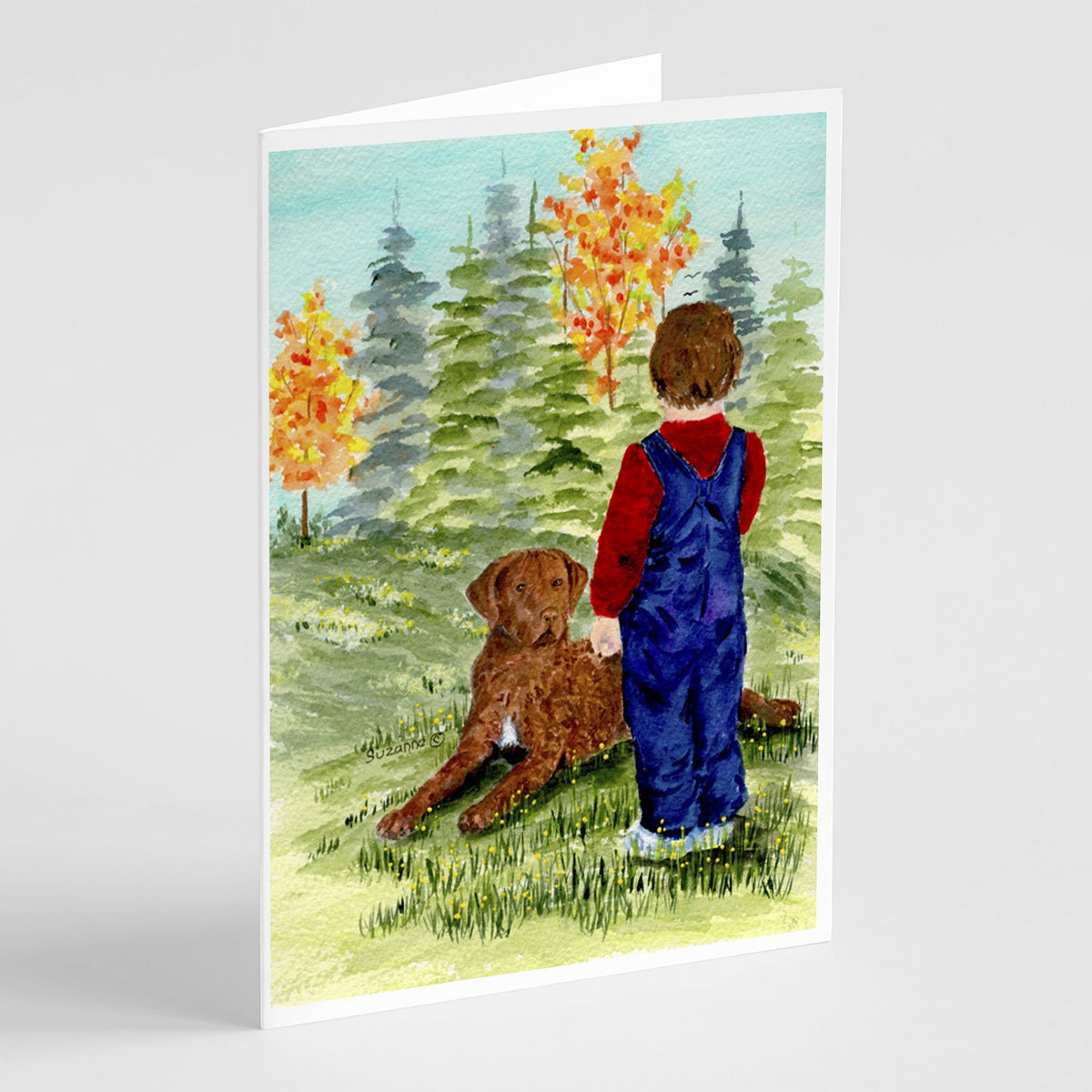 Buy this Little boy with his Chesapeake Bay Retriever Greeting Cards and Envelopes Pack of 8