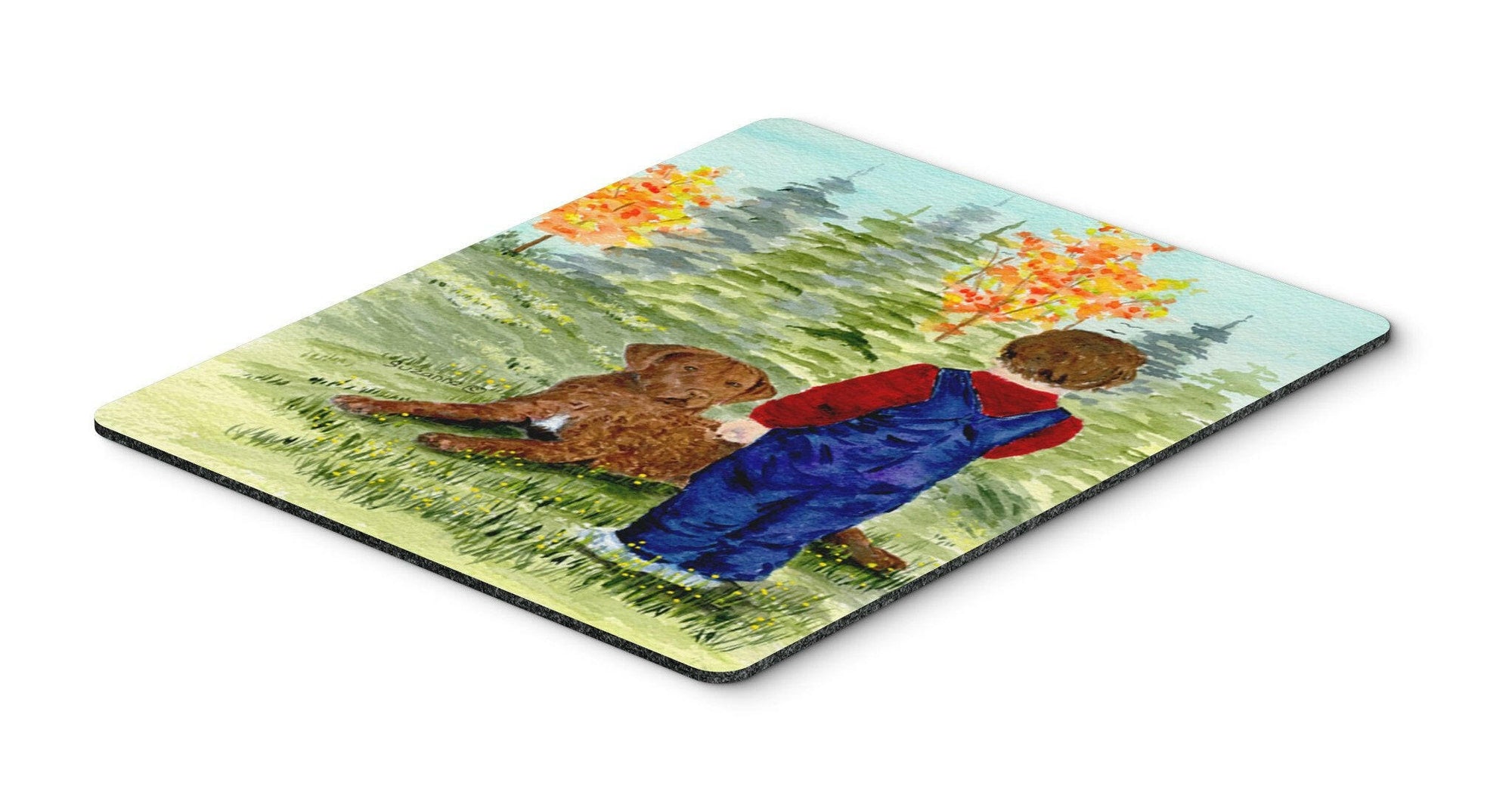 Little boy with his Chesapeake Bay Retriever Mouse Pad, Hot Pad or Trivet by Caroline's Treasures