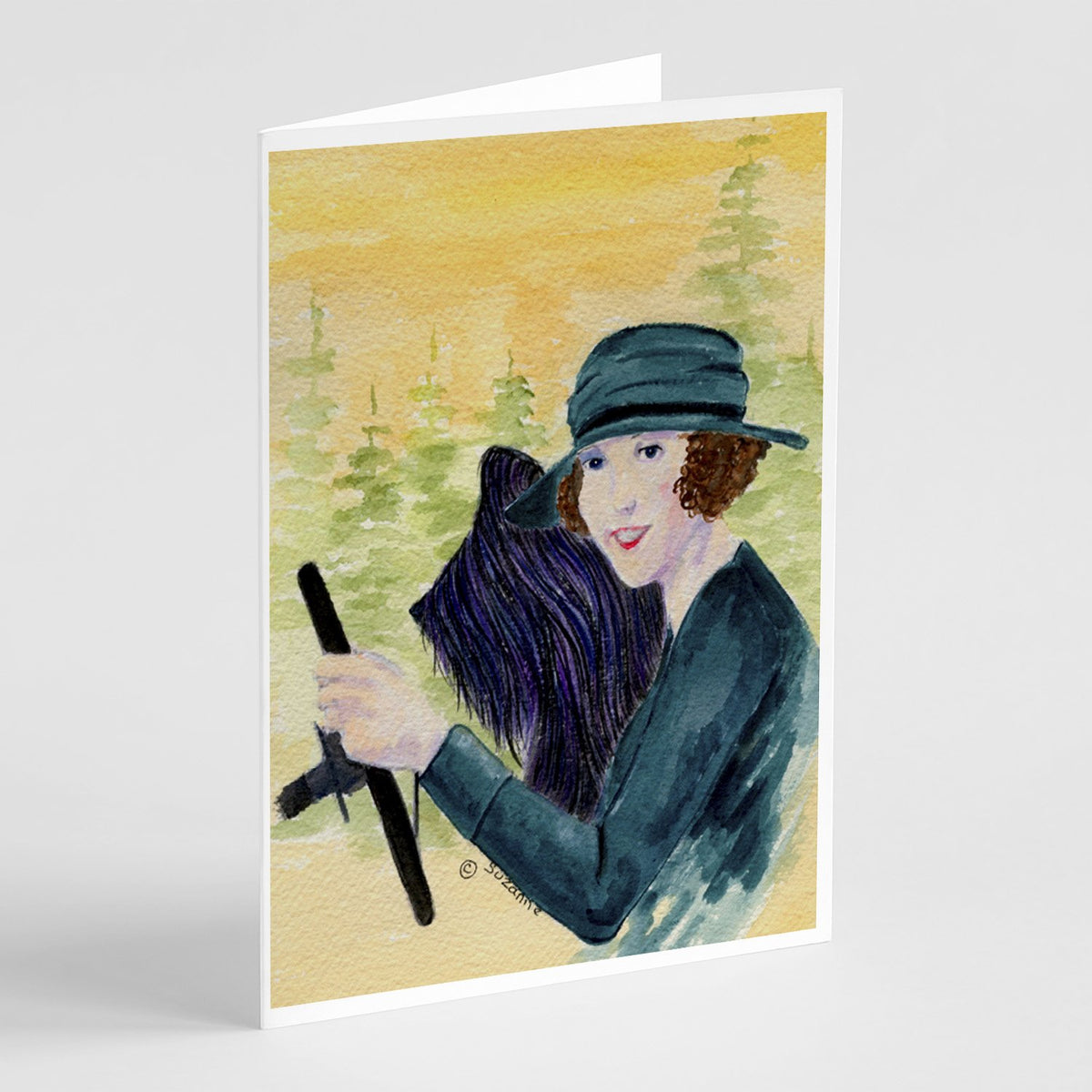 Buy this Lady driving with her Briard Greeting Cards and Envelopes Pack of 8