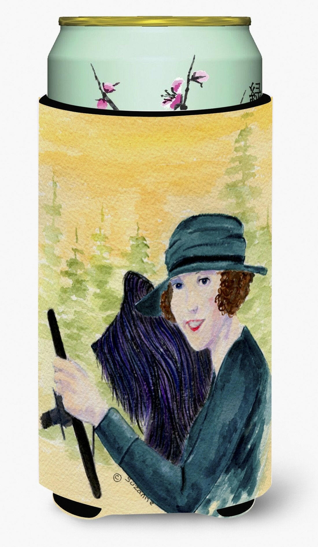 Lady driving with her Briard  Tall Boy Beverage Insulator Beverage Insulator Hugger by Caroline&#39;s Treasures