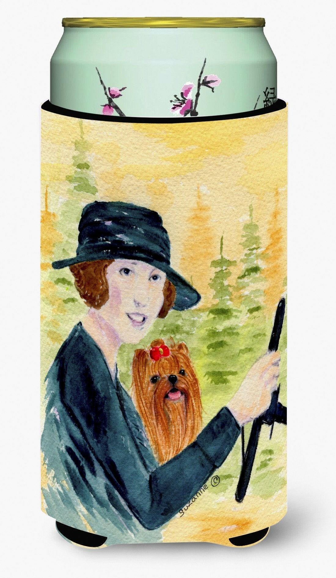 Lady driving with her Yorkie  Tall Boy Beverage Insulator Beverage Insulator Hugger by Caroline&#39;s Treasures