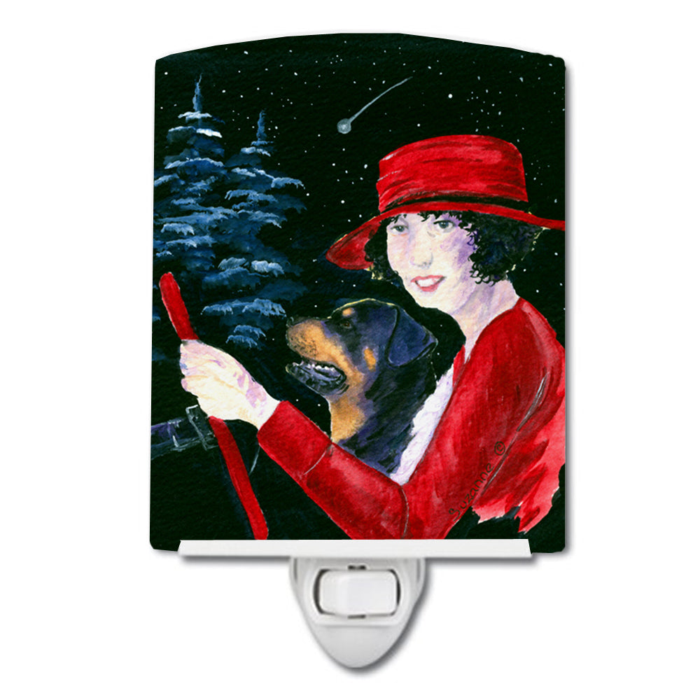 Lady driving with her Rottweiler Ceramic Night Light SS8551CNL - the-store.com