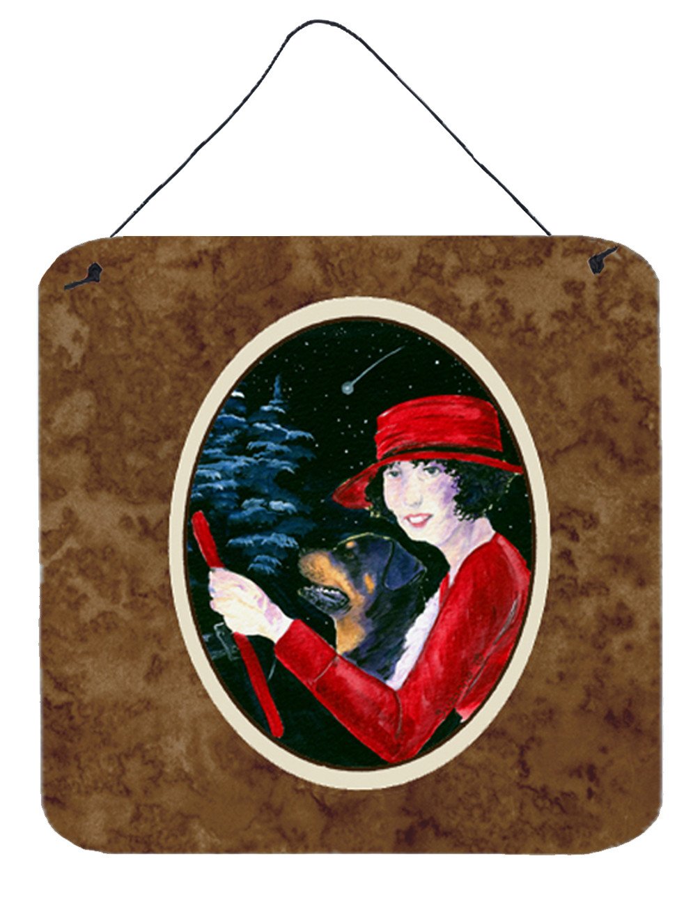 Lady driving with her Rottweiler Aluminium Metal Wall or Door Hanging Prints by Caroline's Treasures